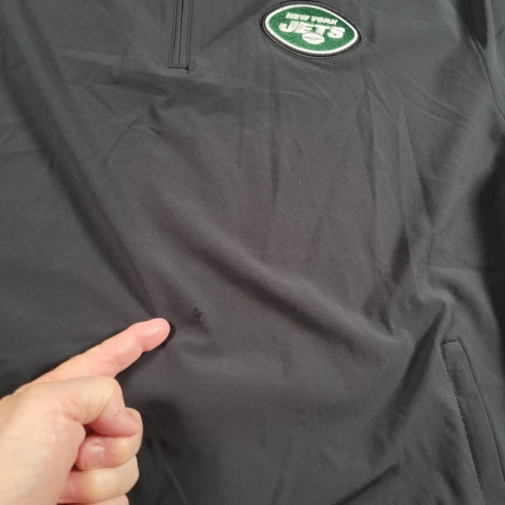 New York Jets Windshirt‎ Mens XL Black Packable Hood Pullover NFL Football Nike
